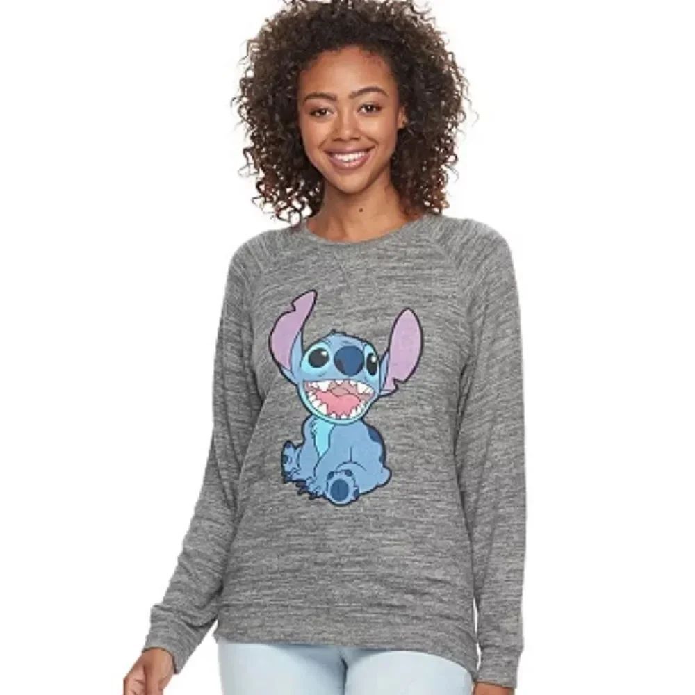 Disney gray marled look Lilo & Stitch crew neck lightweight sweatshirt size S